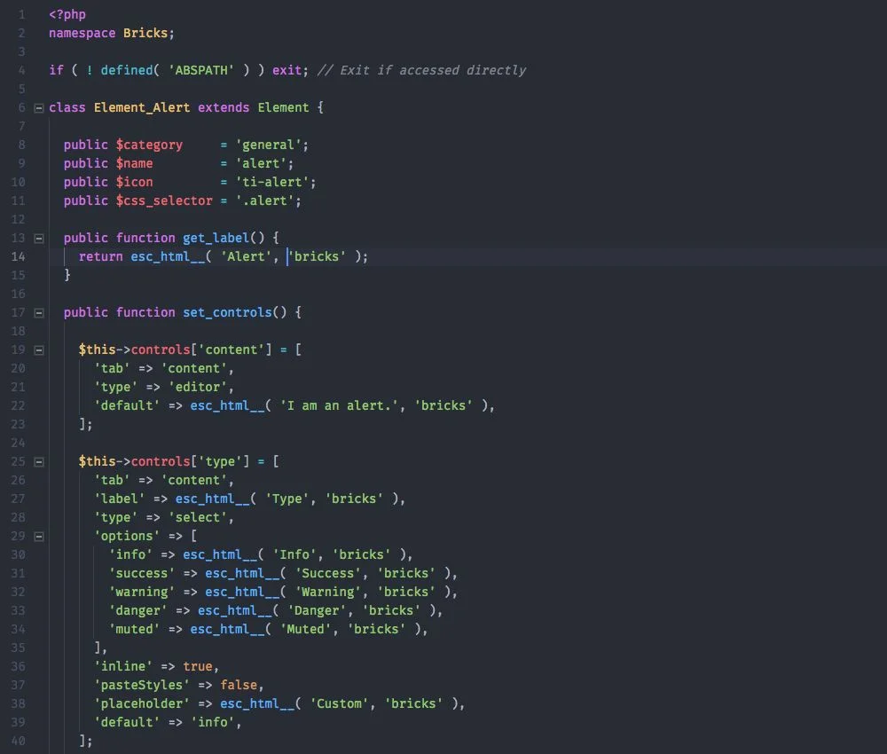 Une capture d'écran d'un éditeur de code.