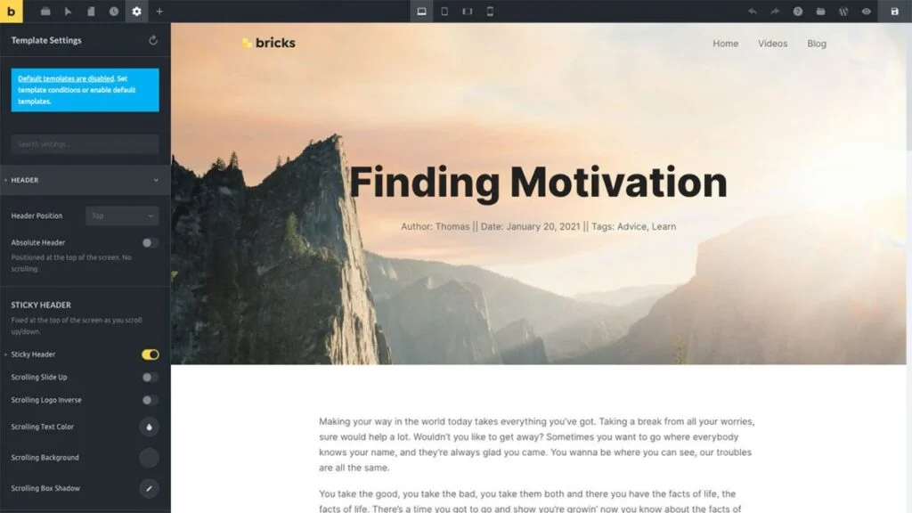 Une capture d'écran d'un site Web avec les mots trouver la motivation.