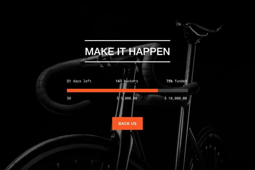 Un site Web en noir et orange avec les mots « faites-le arriver ».