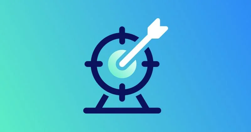 Un fond bleu avec une flèche pointant vers une cible.