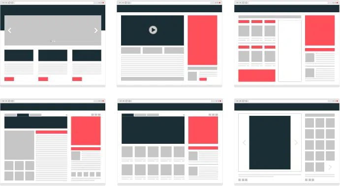 Un ensemble de pages Web avec différentes mises en page.