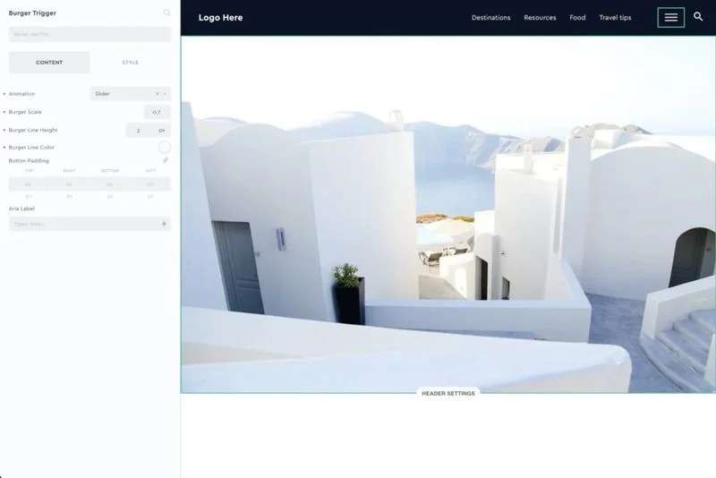 Une capture d'écran d'un site Web avec un bâtiment blanc en arrière-plan.