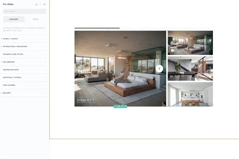 Une capture d'écran d'un site Web montrant une chambre et un salon.
