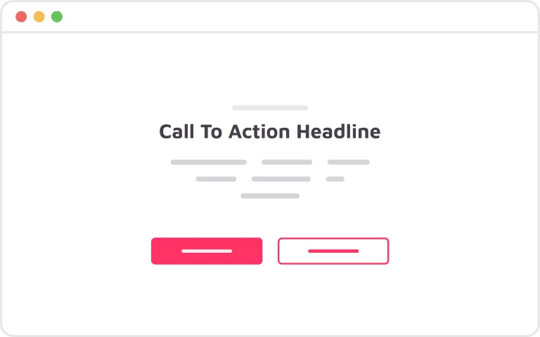 La conception minimaliste d'une page Web présente un « titre d'appel à l'action » audacieux, semblable au style élégant de Brouillon Auto, avec deux boutons rectangulaires en dessous, le tout sur un fond blanc épuré.