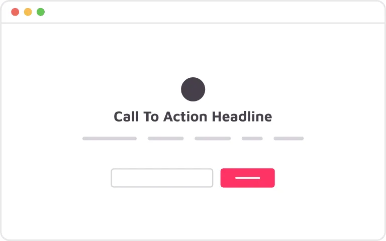 Illustration d'une page Web comportant un titre d'appel à l'action, un champ de texte vide intitulé « Brouillon Auto » et un bouton rouge frappant en dessous.