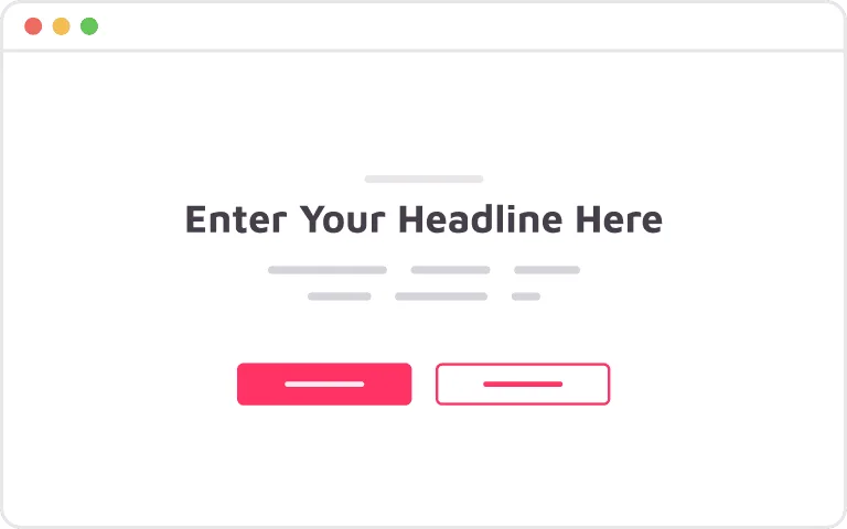 Un modèle de page Web vierge rappelant une voiture de brouillon numérique, comportant l'invite « Entrez votre titre ici » centrée sur la page, avec deux boutons non étiquetés en dessous pour guider votre processus créatif.